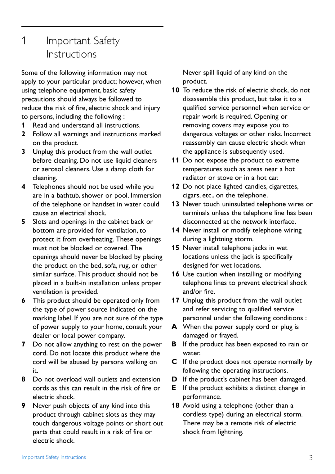 Philips CD440 manual Important Safety Instructions 