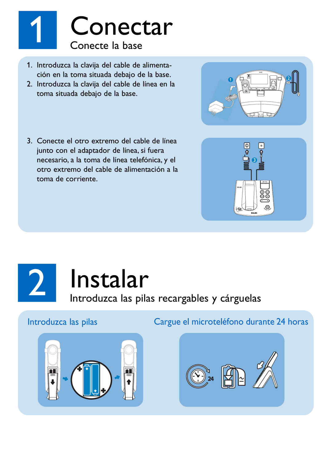 Philips CD440 manual Conectar, Conecte la base 