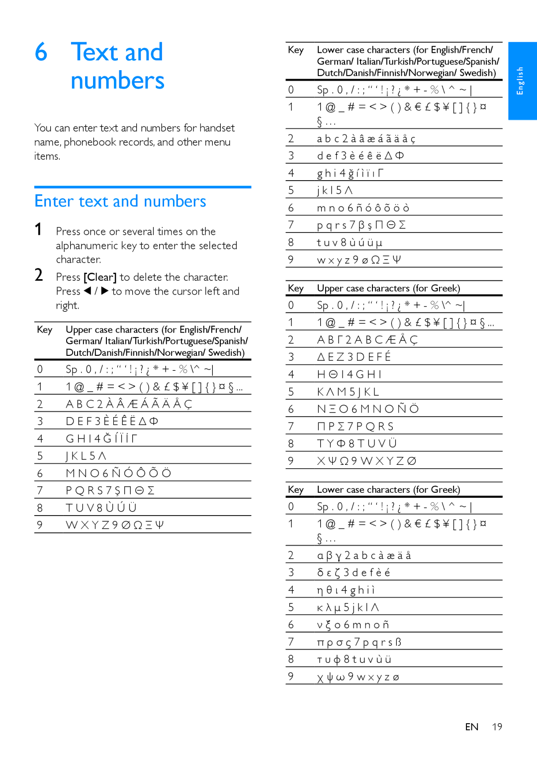 Philips CD480, CD485 user manual Text and numbers, Enter text and numbers 