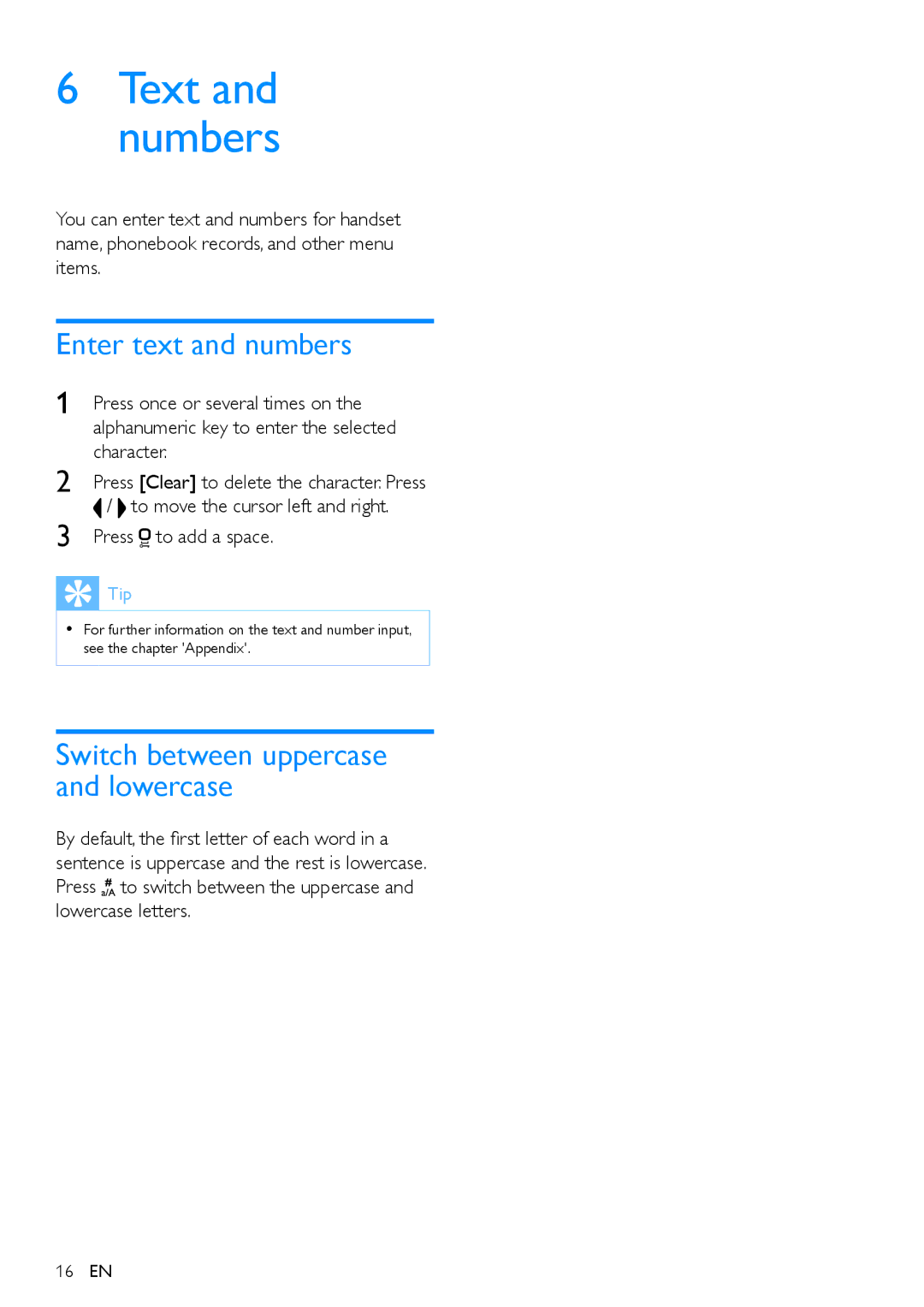 Philips CD490, CD495 user manual Text and numbers, Enter text and numbers 