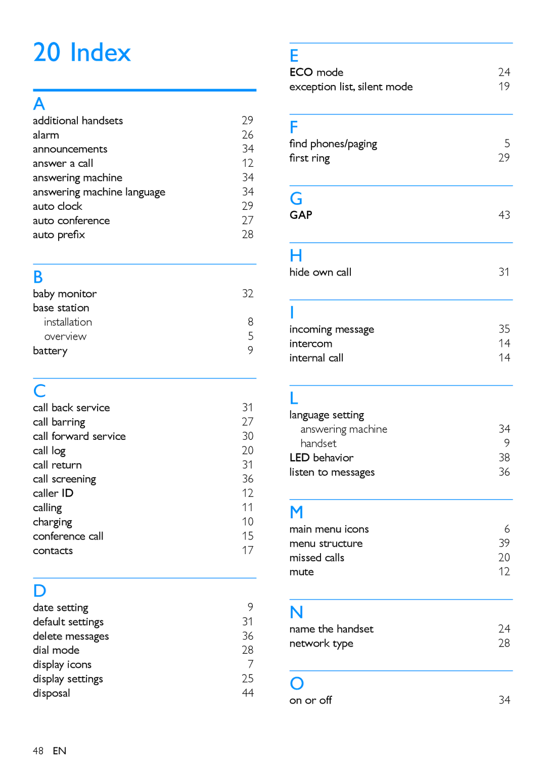 Philips CD490, CD495 user manual Index, Gap 