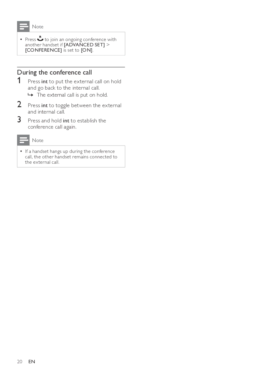 Philips CD560, CD565 user manual During the conference call 