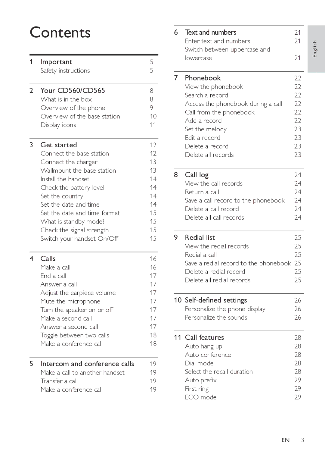 Philips CD565, CD560 user manual Contents 