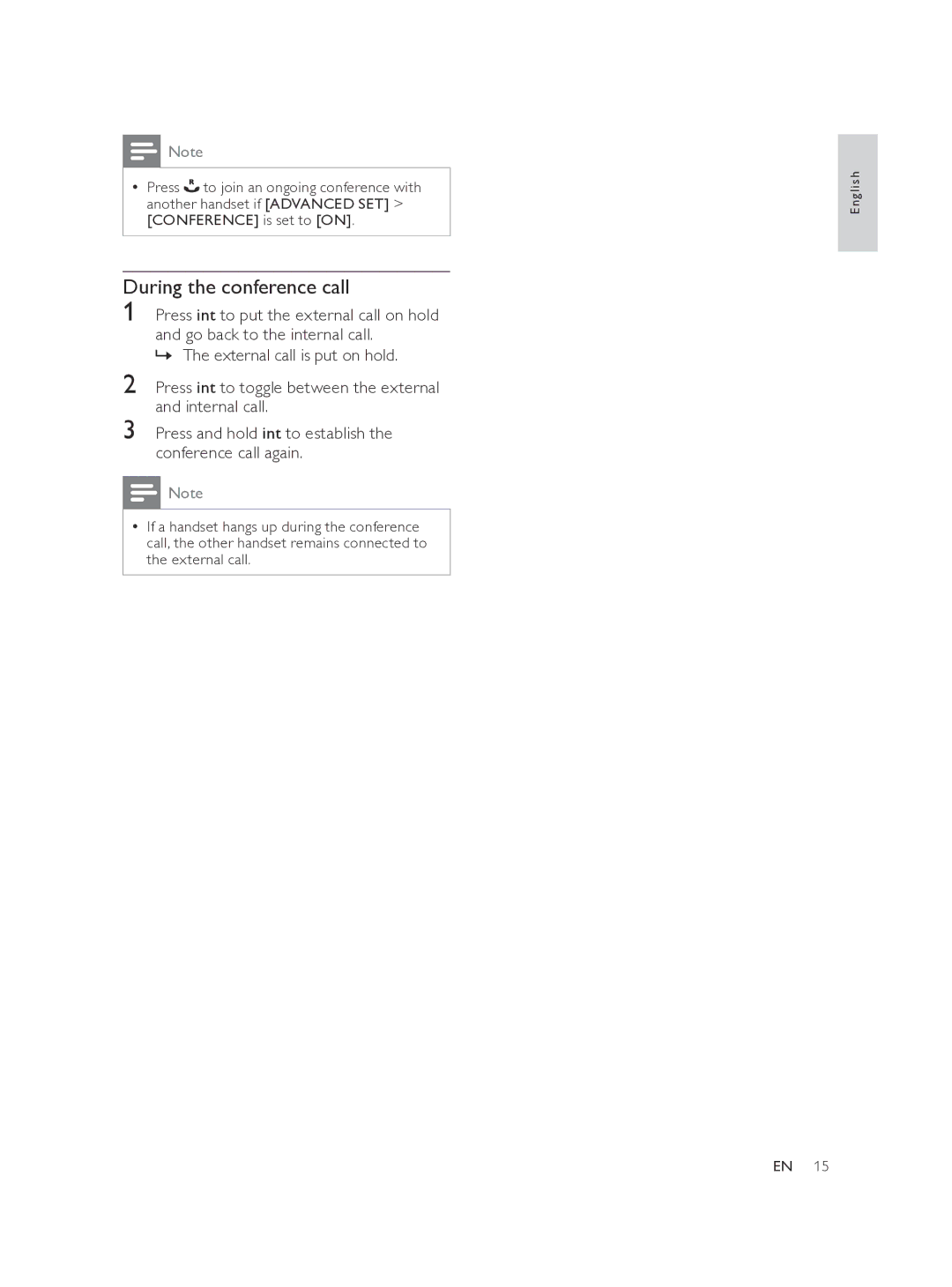 Philips CD560 user manual During the conference call 