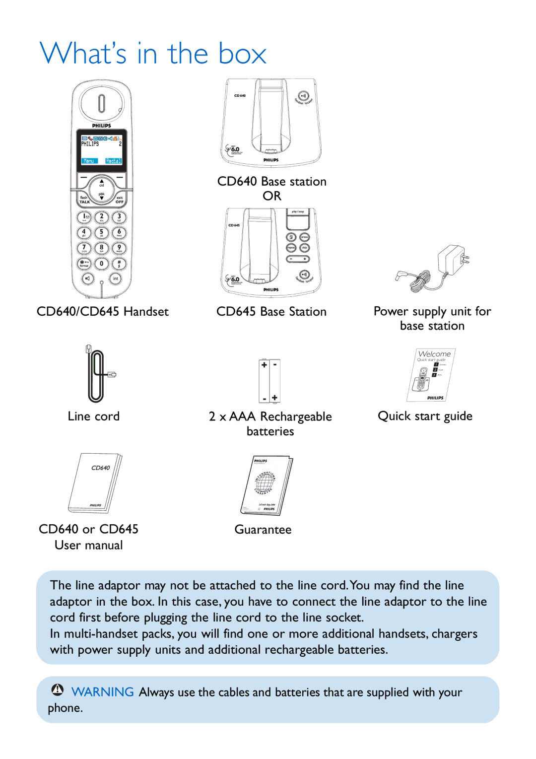 Philips CD640 quick start What’s in the box 