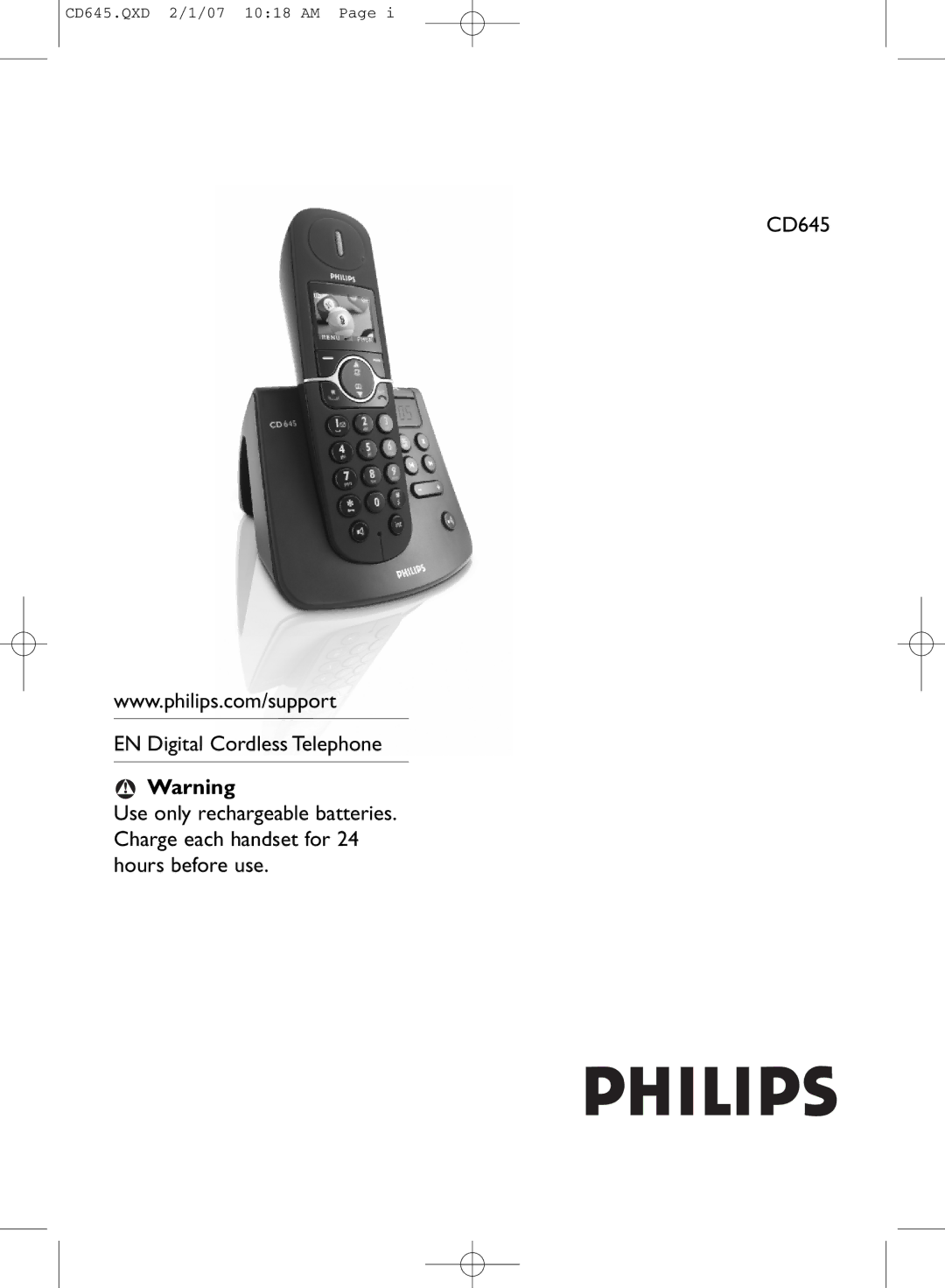 Philips manual CD645 EN Digital Cordless Telephone 