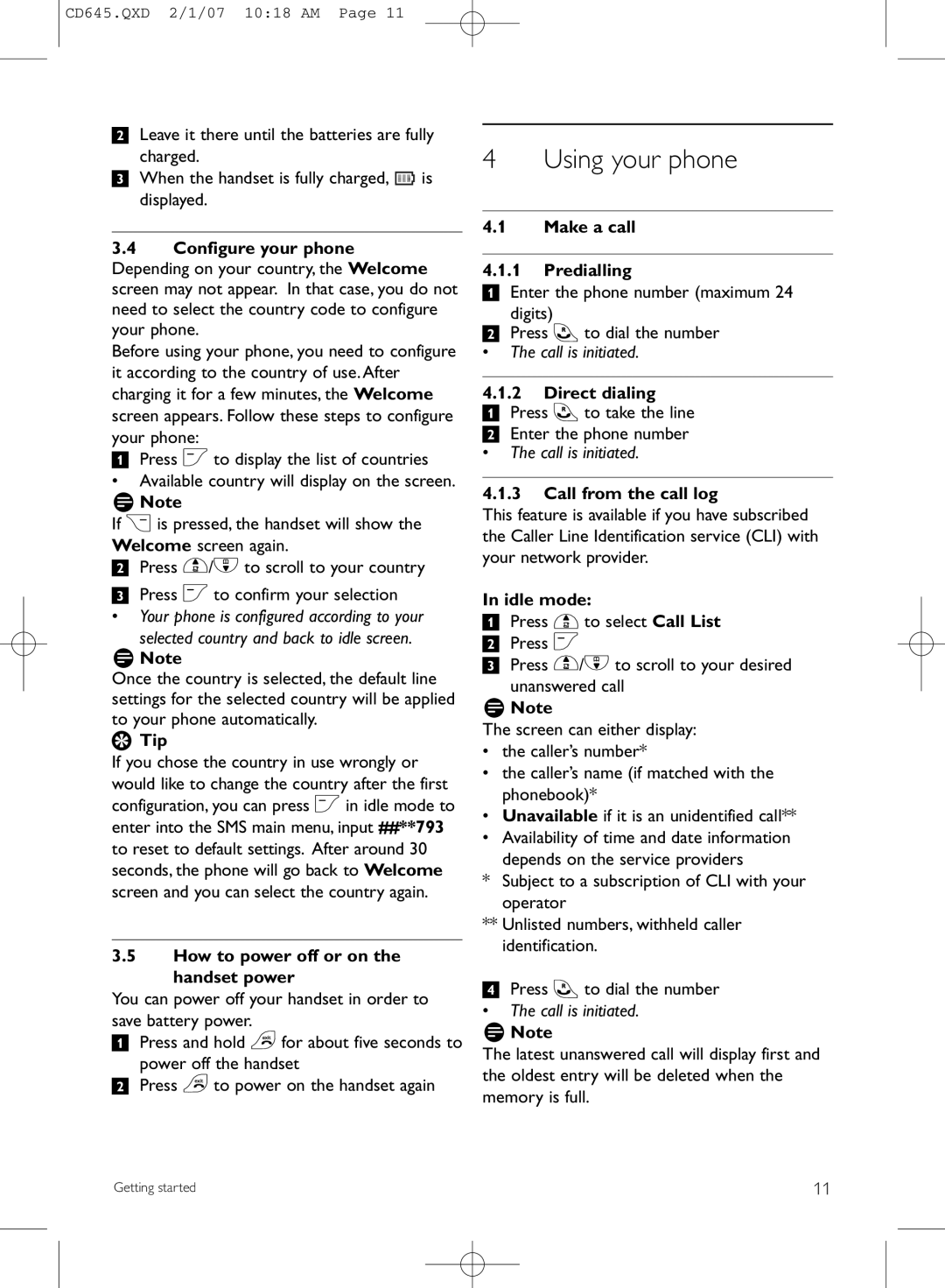 Philips CD645 manual Using your phone 