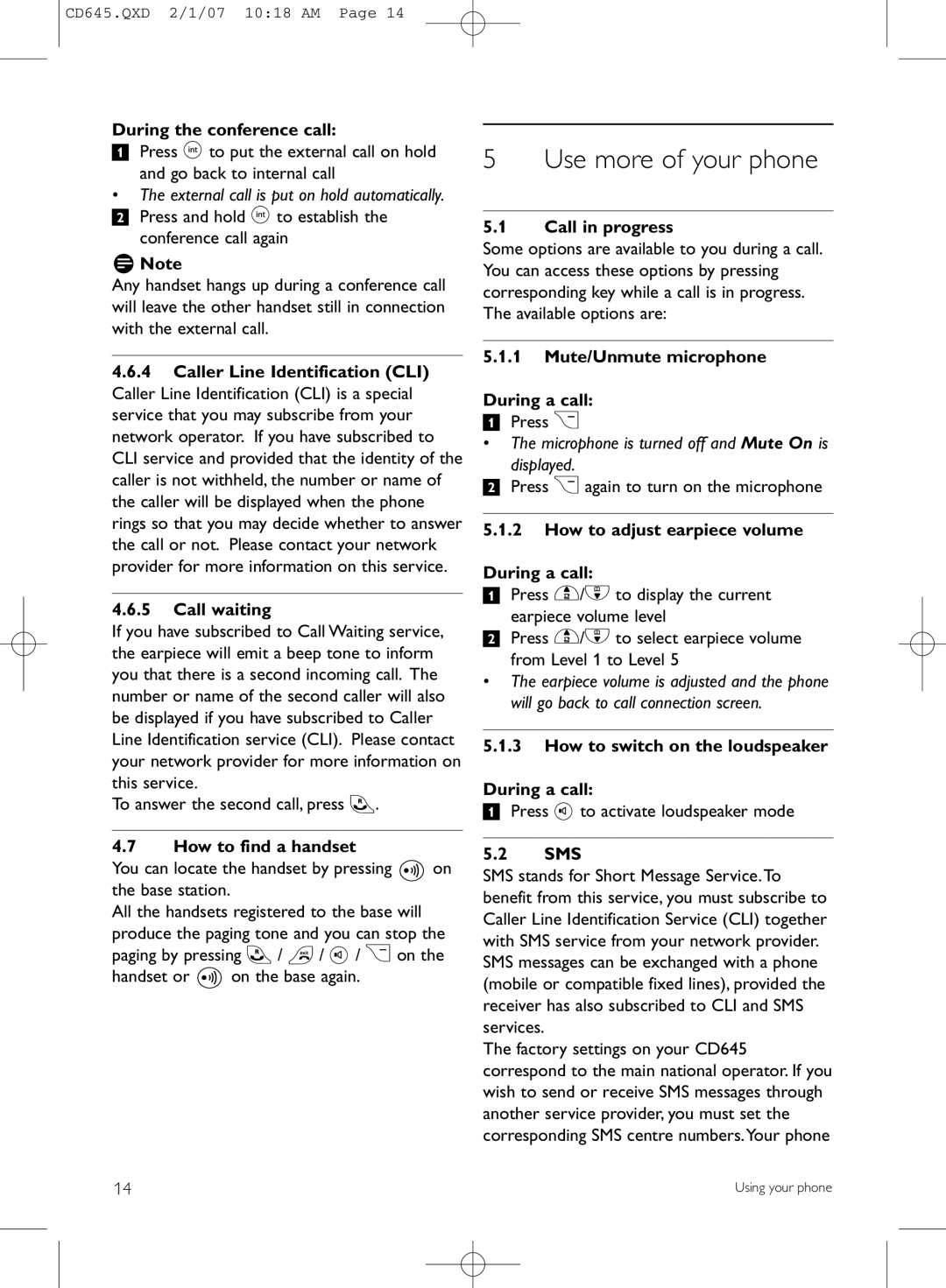 Philips CD645 manual Use more of your phone 