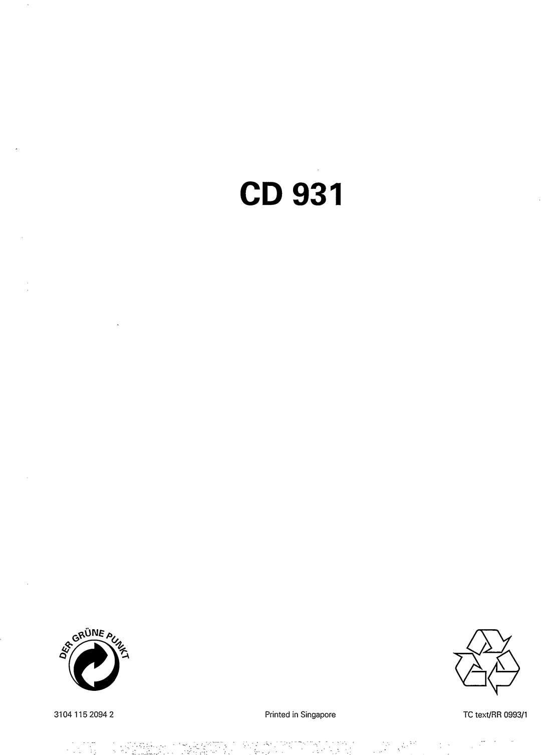 Philips CD931/13S, CD 931 manual 
