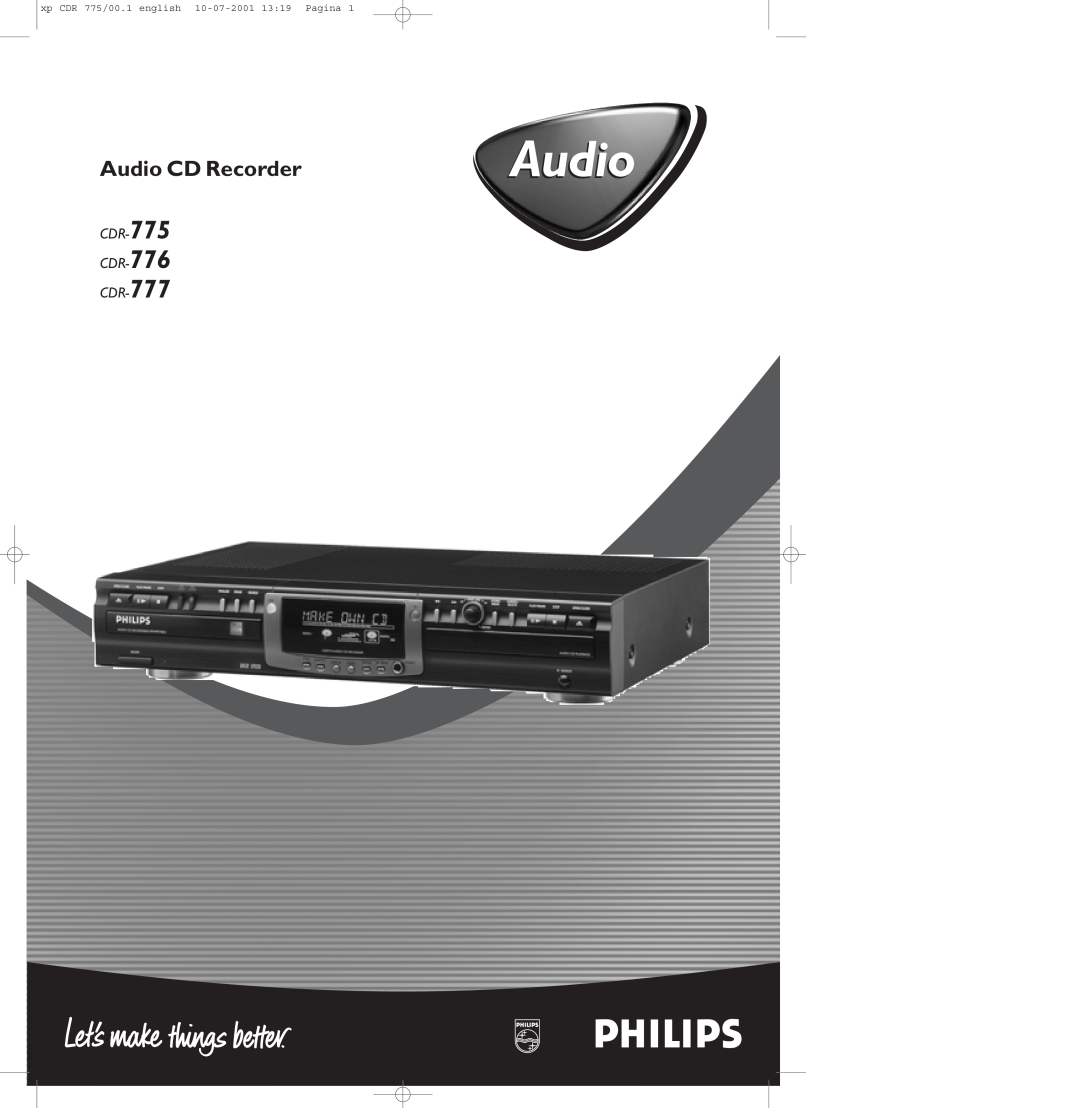 Philips manual Audio CD Recorder, CDR-775 CDR-776 CDR-777, xp CDR 775/00.1 english 10-07-200113 19 Pagina 