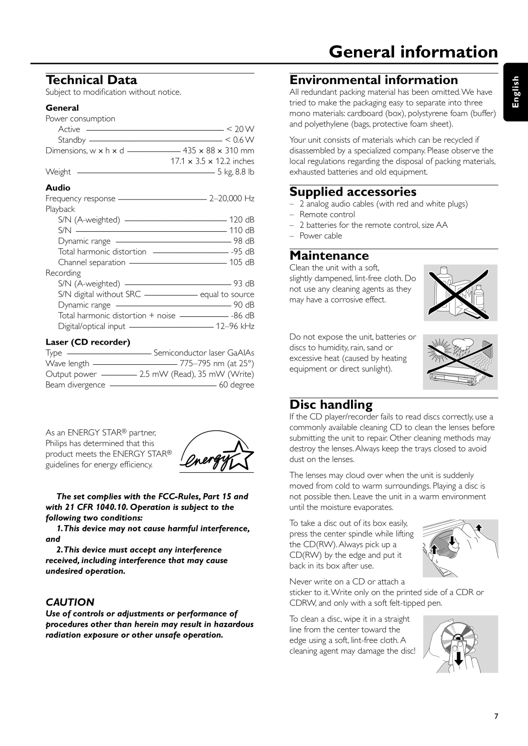 Philips CDR-795 manual General information 