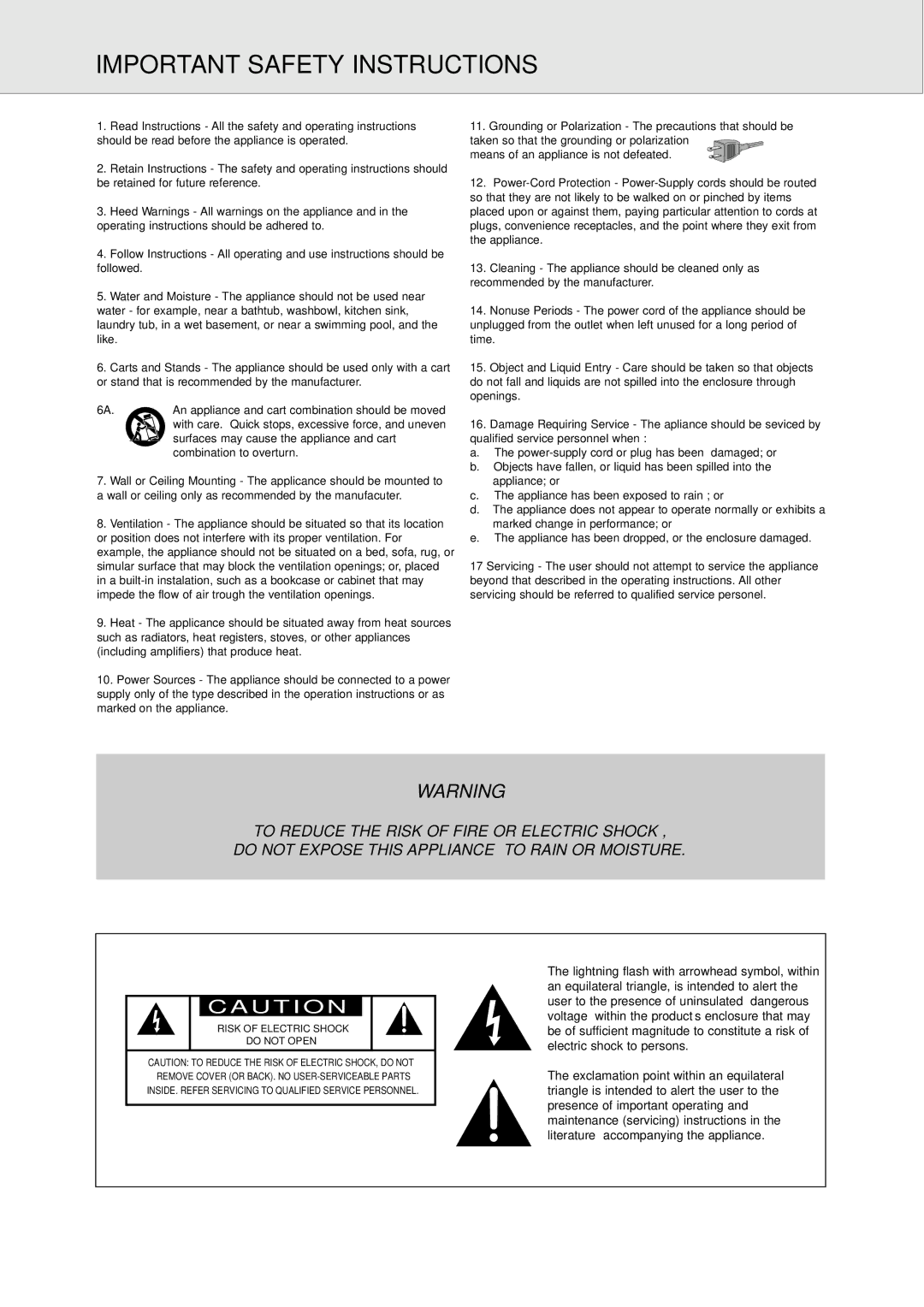 Philips CDR570 manual Important Safety Instructions, U T I O N 