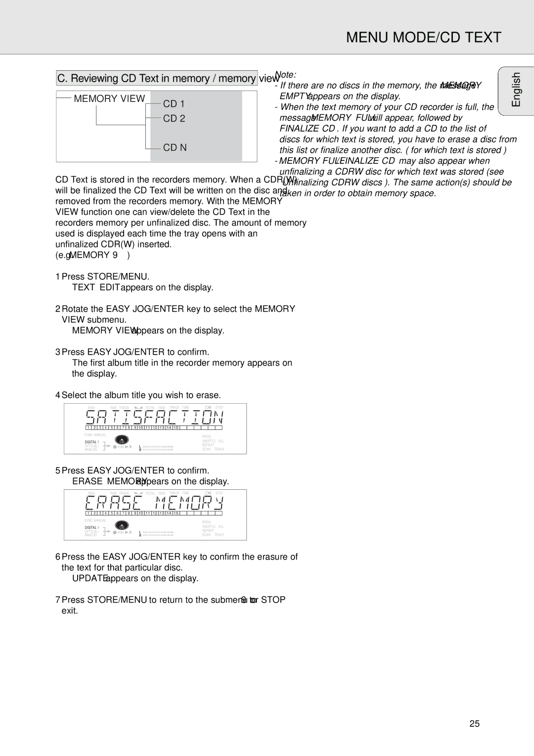 Philips CDR770, CDR771 manual Memory View CD N, Reviewing CD Text in memory / memory view 