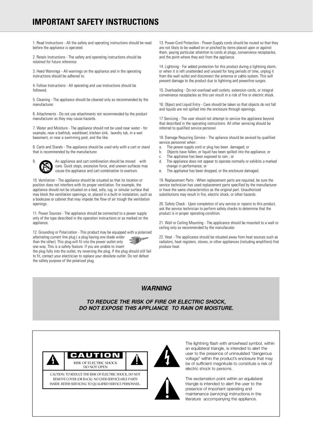 Philips CDR775 S manual Important Safety Instructions 