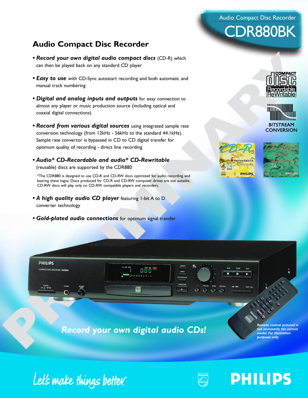 Philips CDR880BK manual 