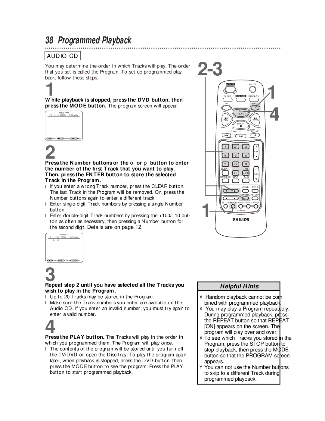 Philips CDV19BPH owner manual Programmed Playback 