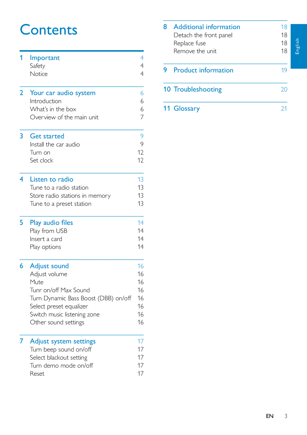 Philips CE130 user manual Contents 