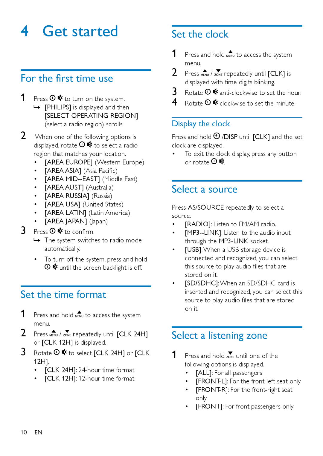 Philips CE132 user manual Get started 