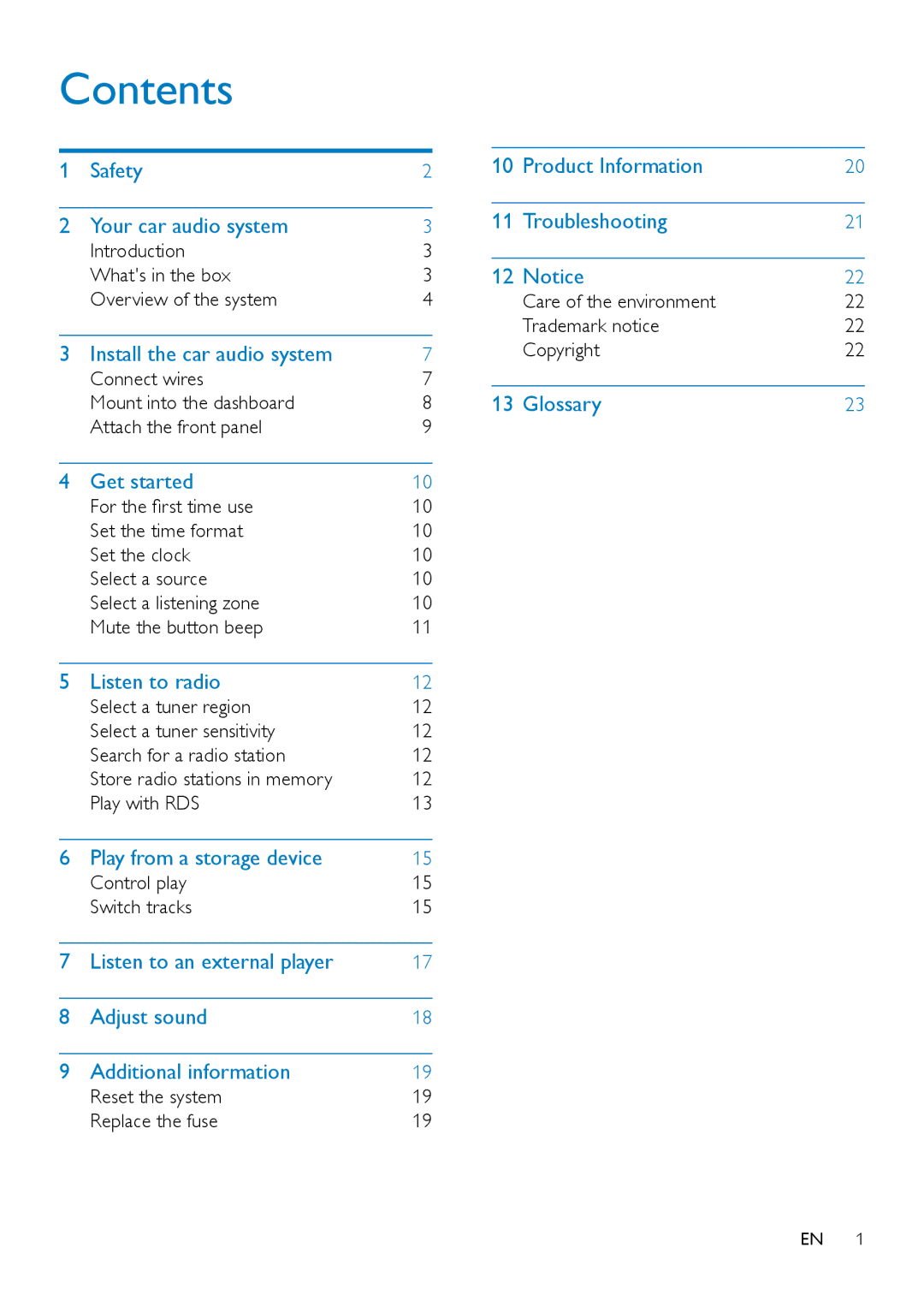 Philips CE132 user manual Contents 