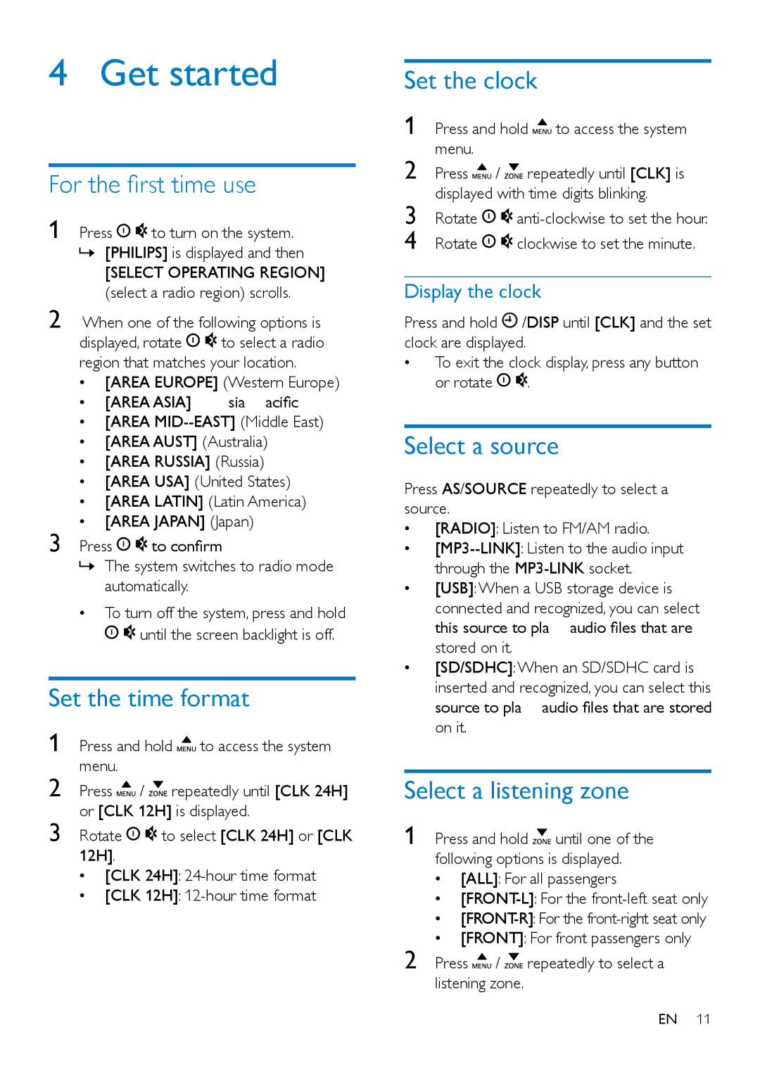 Philips CE132 user manual Get started 