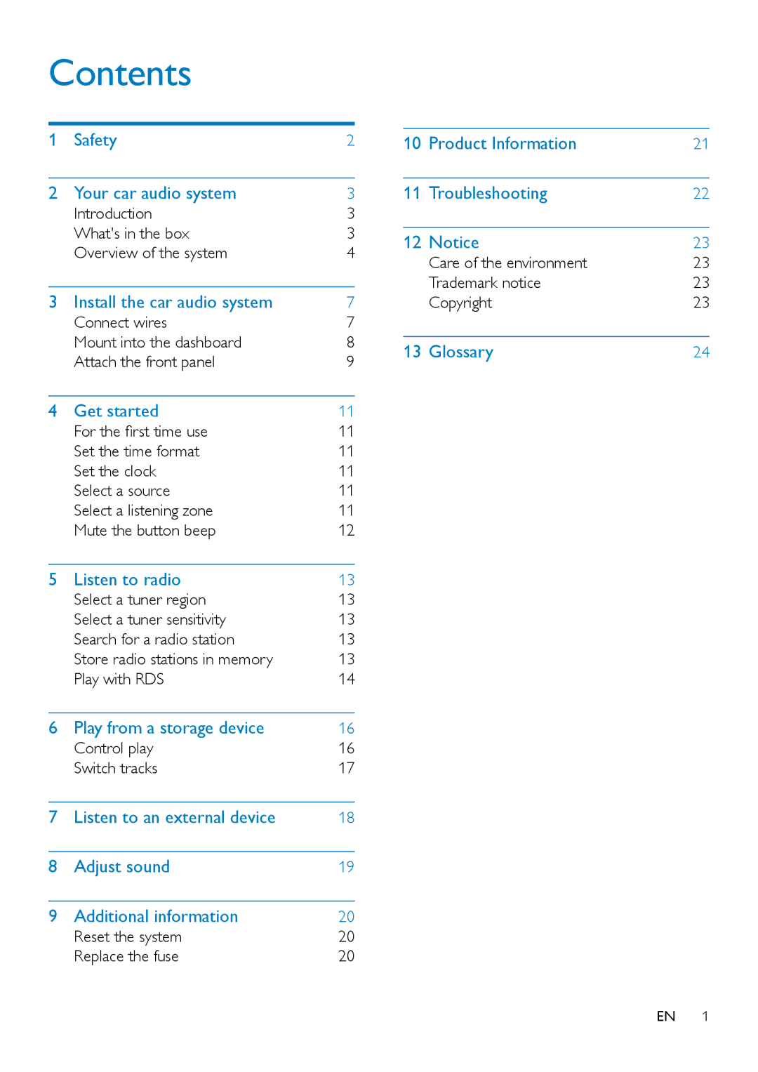 Philips CE132 user manual Contents 