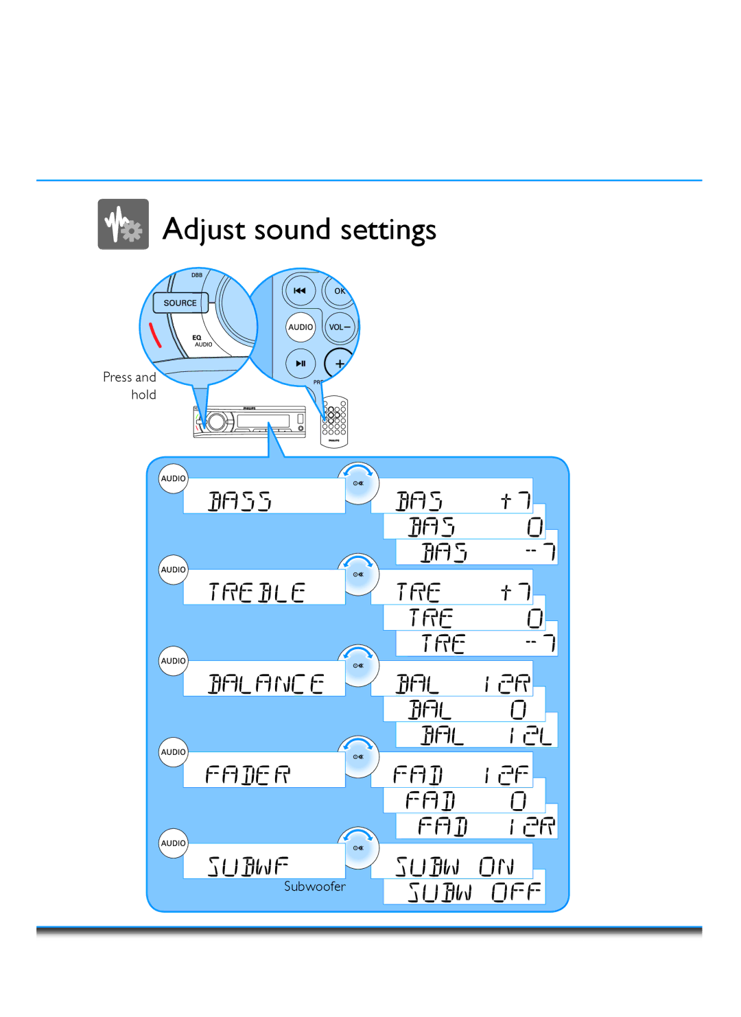 Philips CE150 user manual Adjust sound settings 