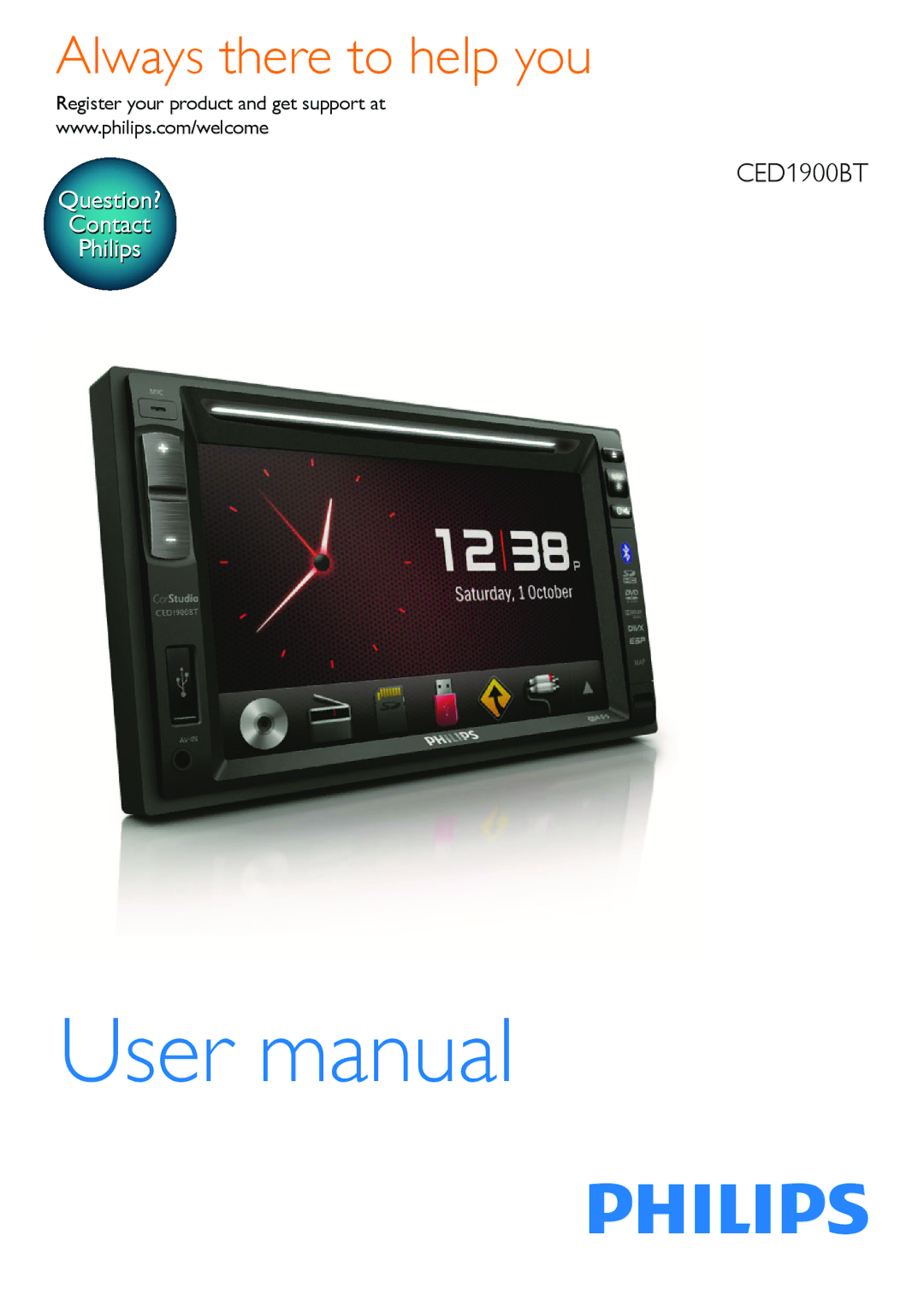 Philips CED1900BT user manual Always there to help you, Register your product and get support at 