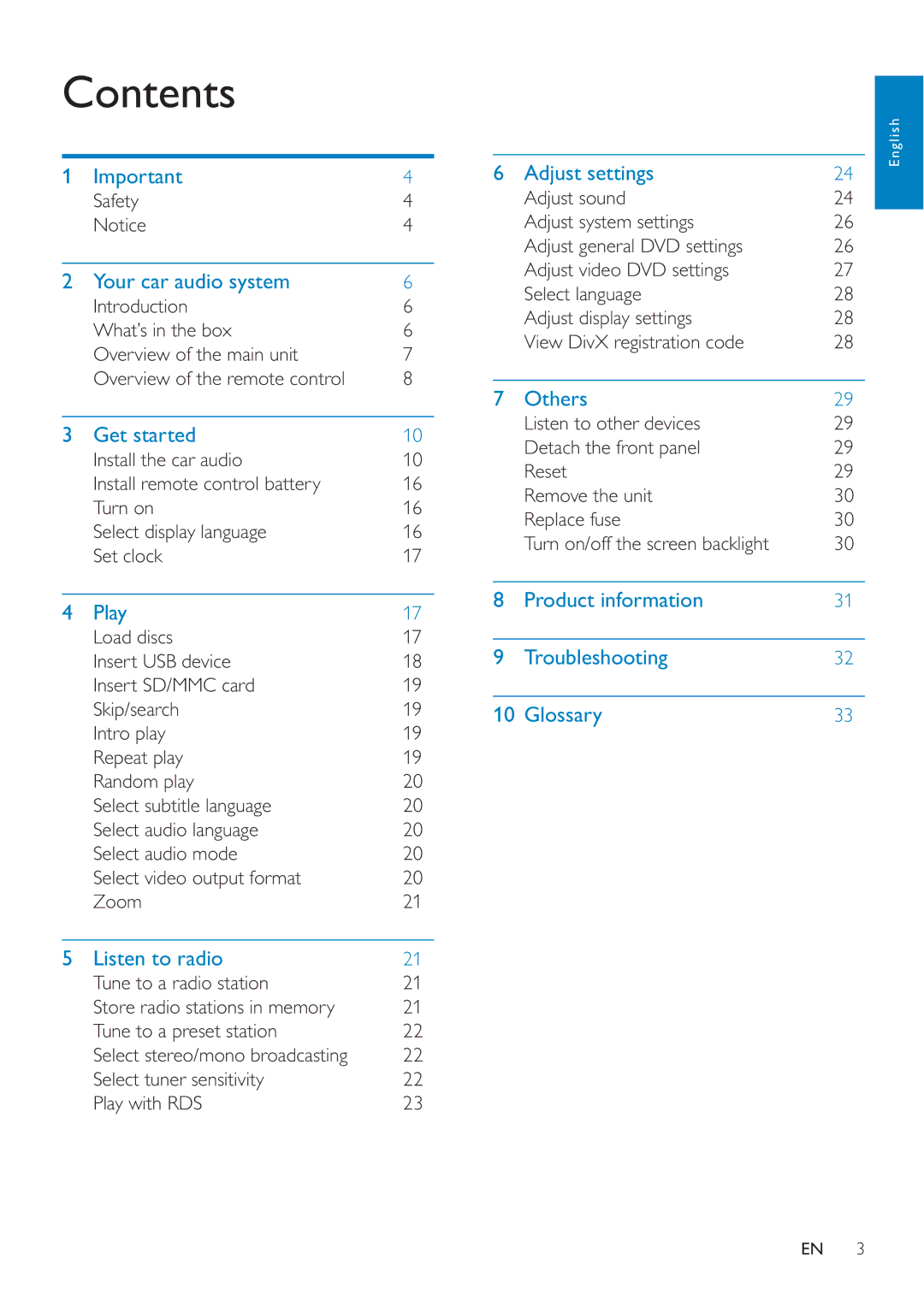 Philips CED228 user manual Contents 