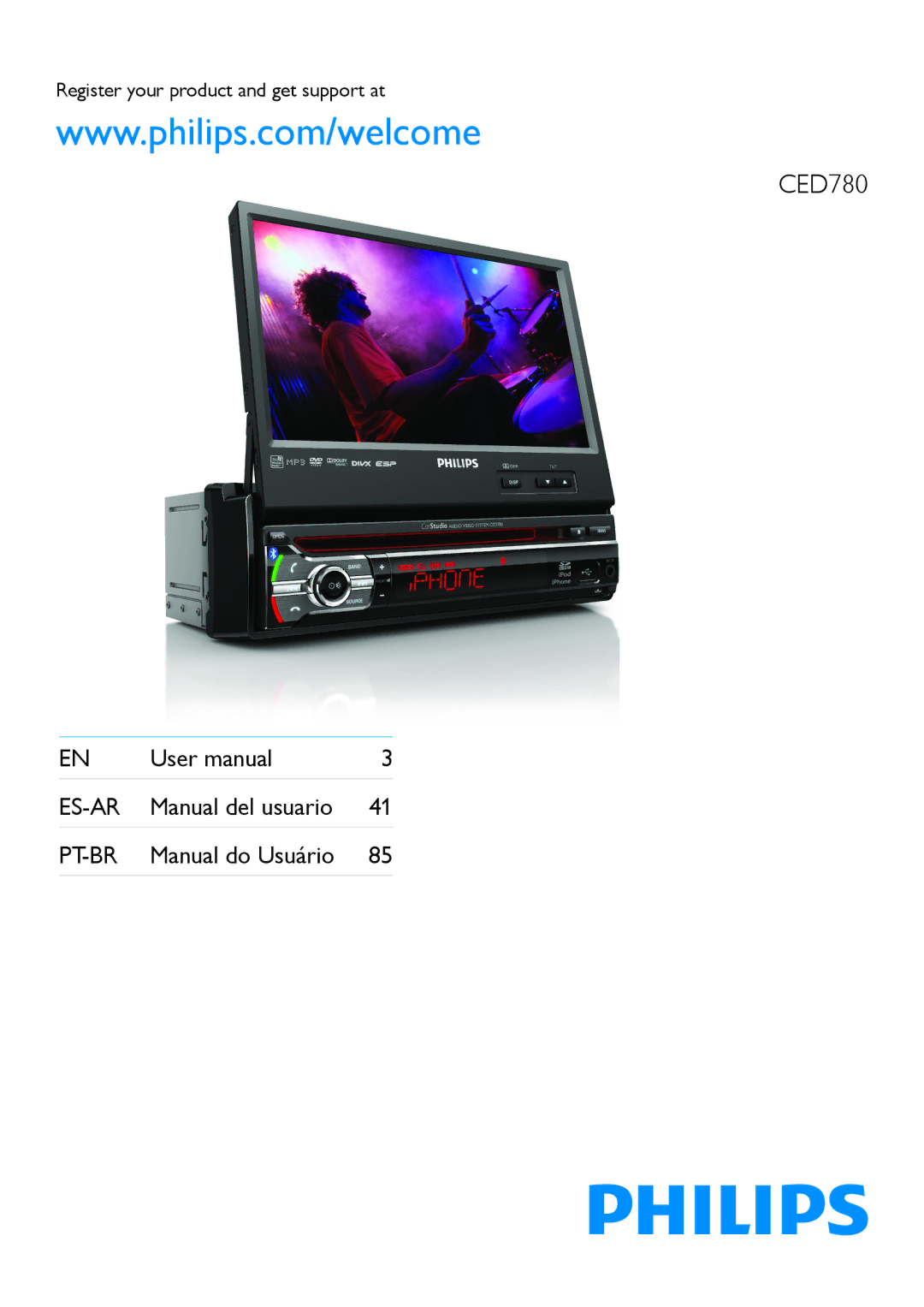 Philips CED780 user manual Register your product and get support at 