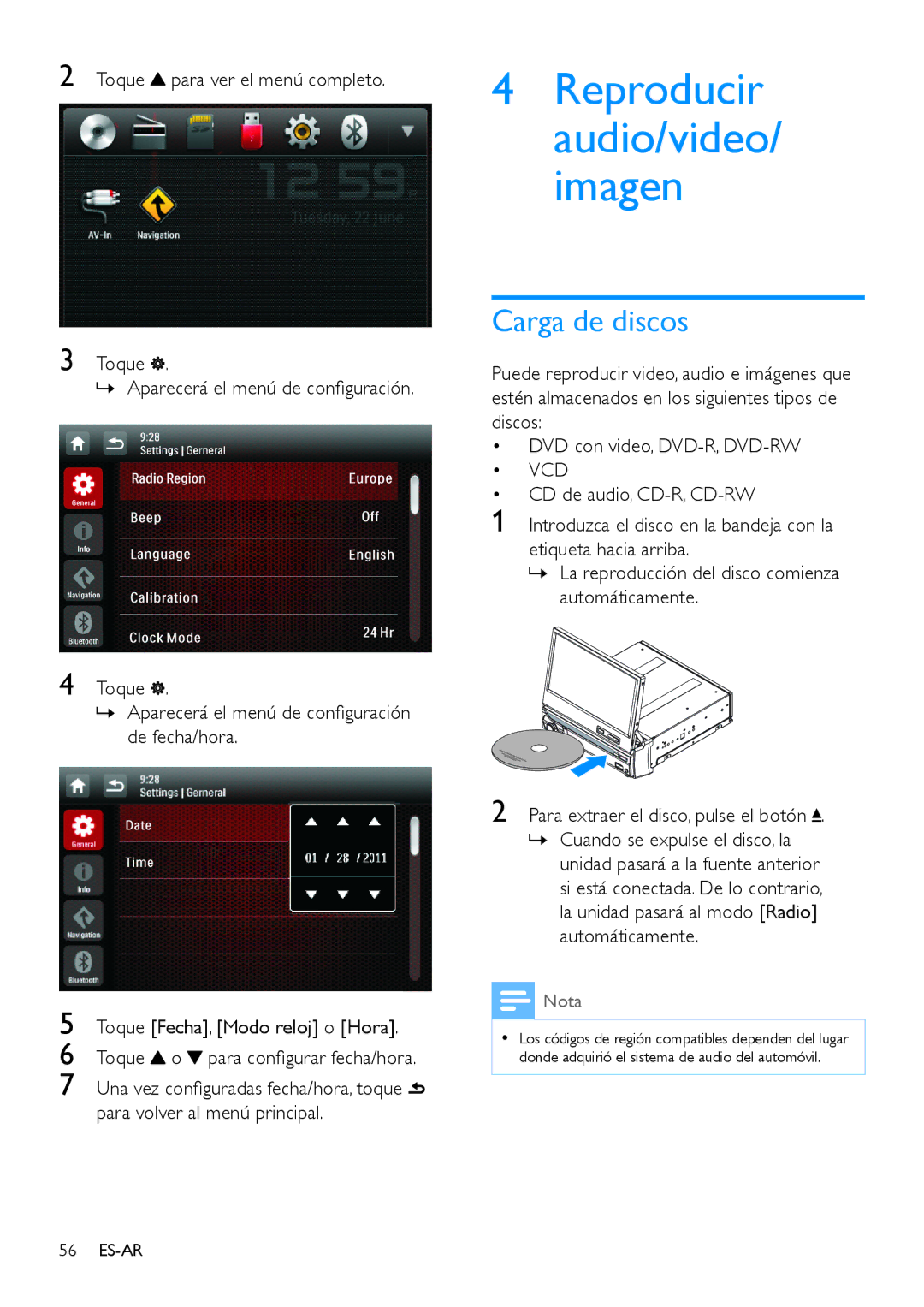 Philips CED780 user manual Carga de discos, Vcd 