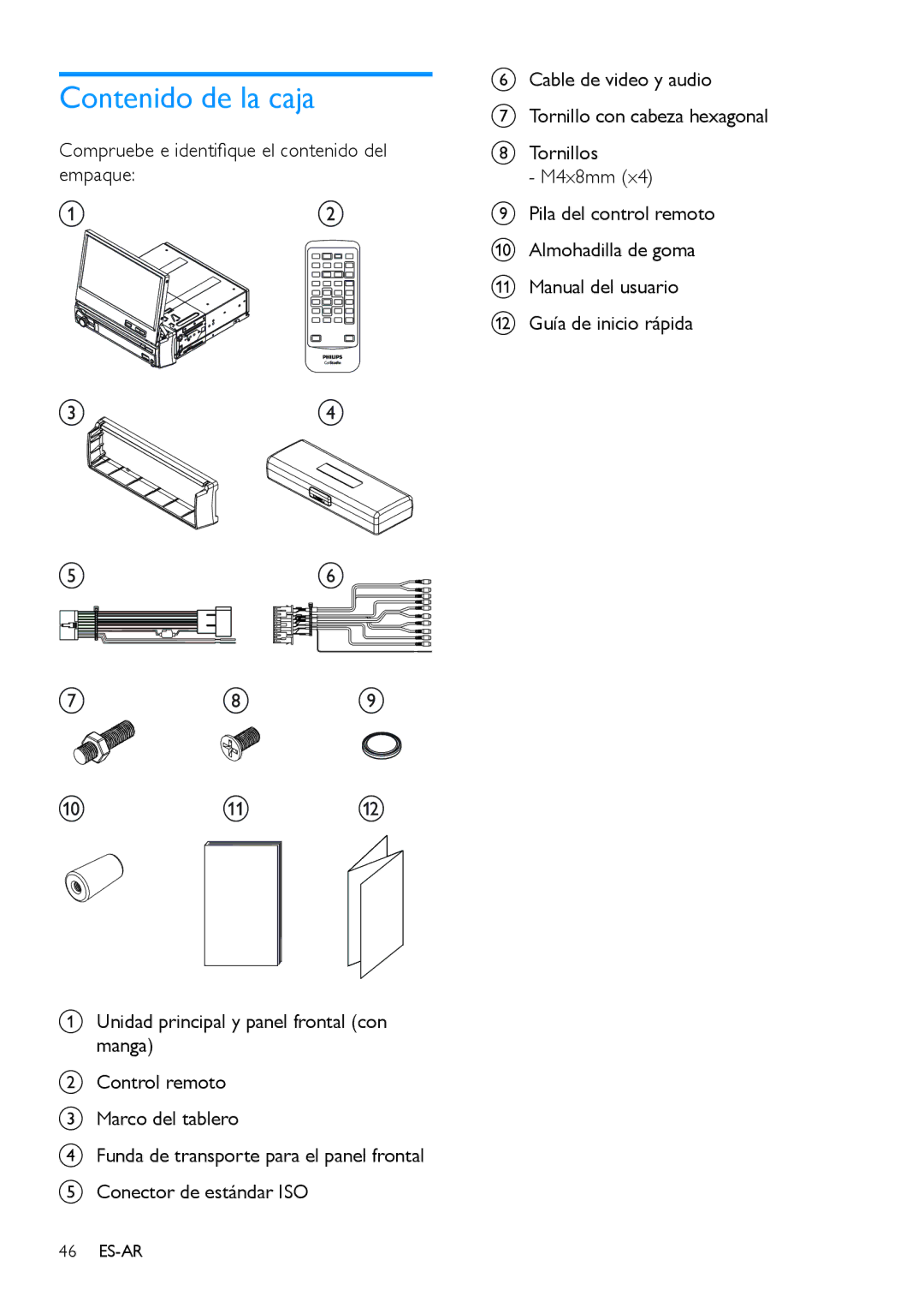 Philips CED780 user manual Contenido de la caja 