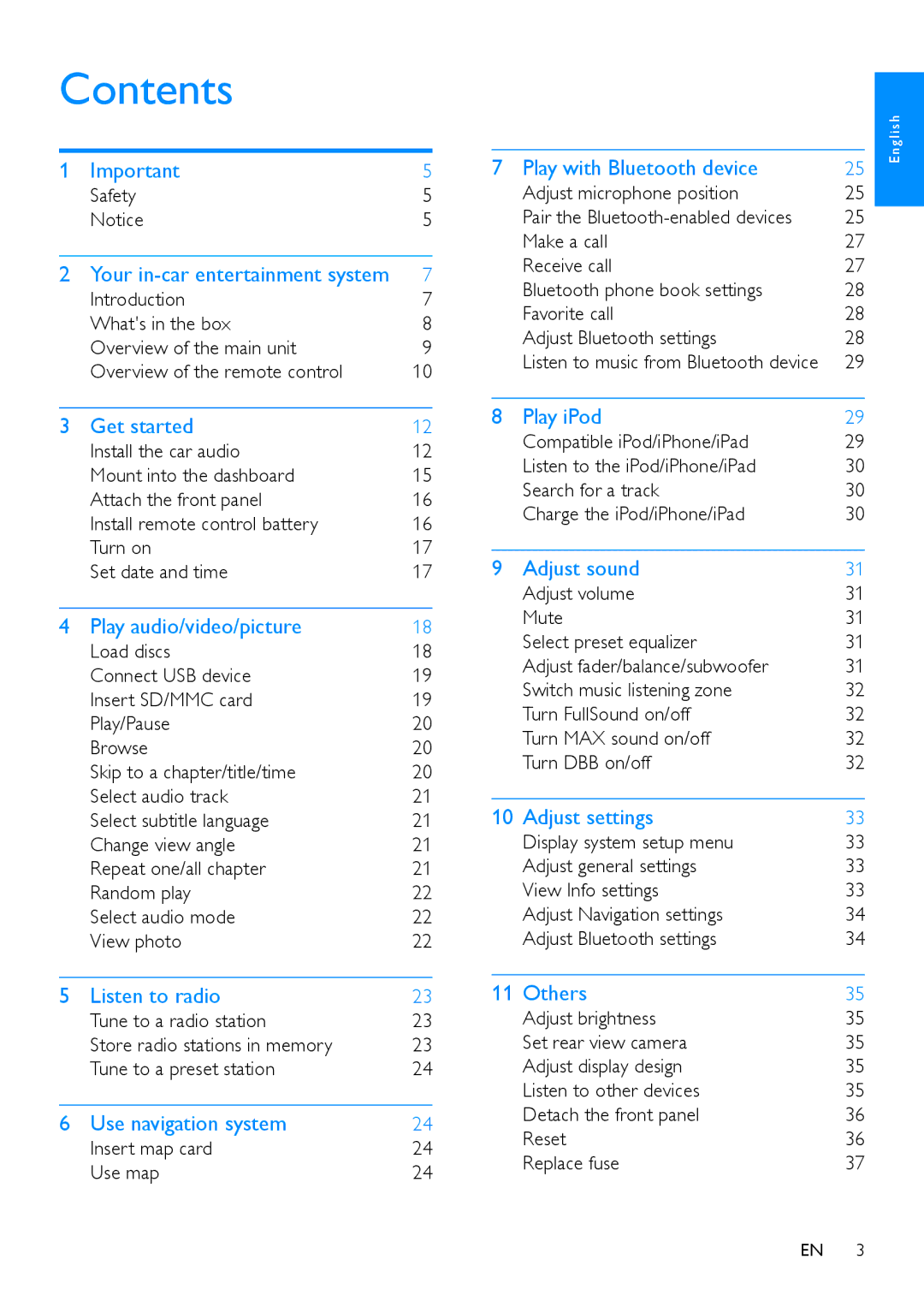 Philips CED780 user manual Contents 