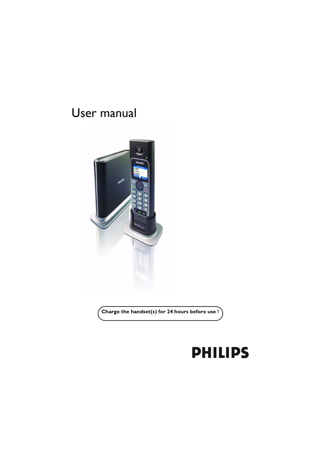 Philips Cell Phone user manual Charge the handsets for 24 hours before use 