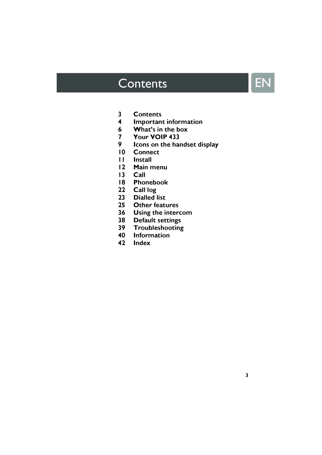 Philips Cell Phone user manual ContentsEN 