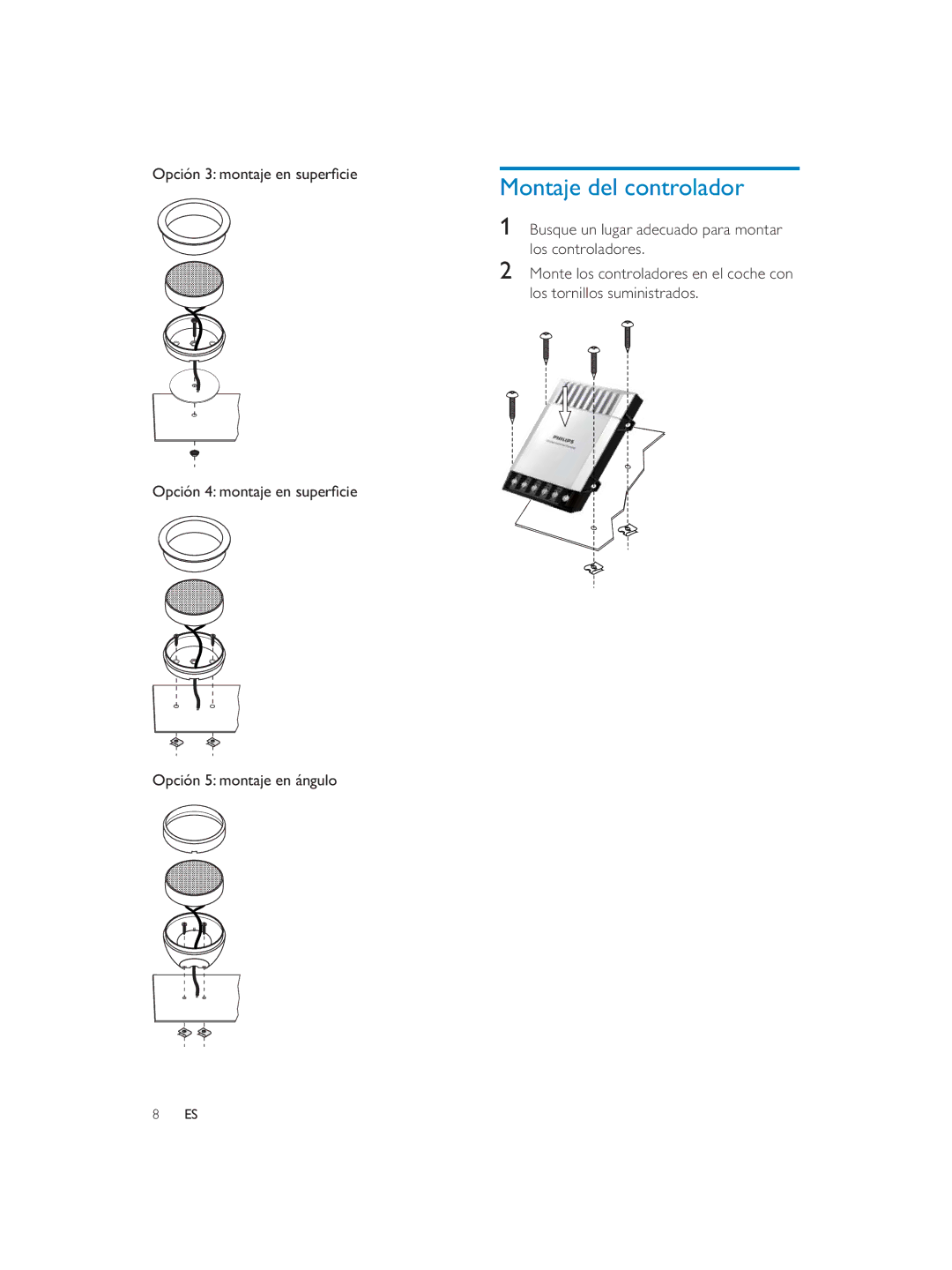 Philips CEM1100 user manual Montaje del controlador 