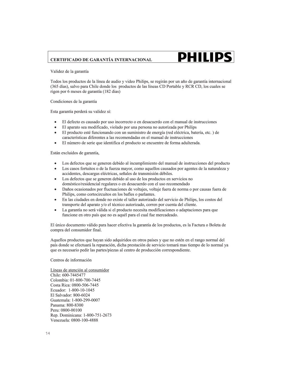 Philips CEM1100 user manual 