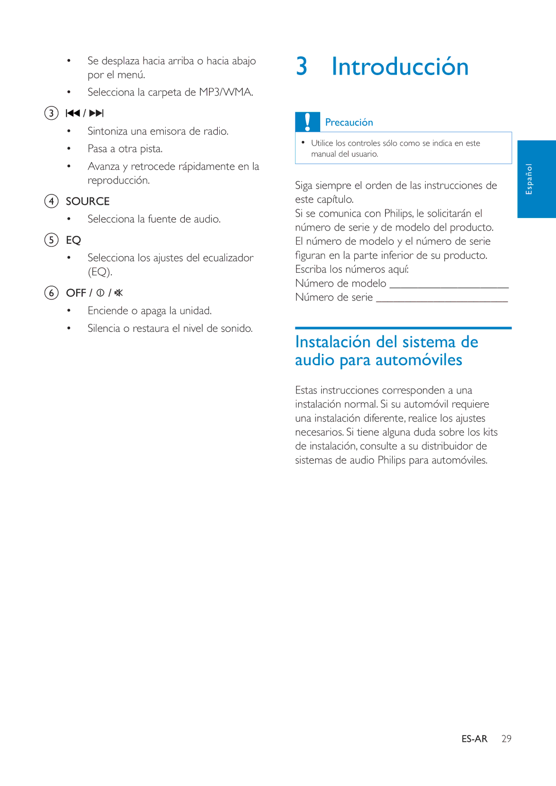 Philips CEM1100 user manual Introducción, Siga siempre el orden de las instrucciones de, Este capítulo 