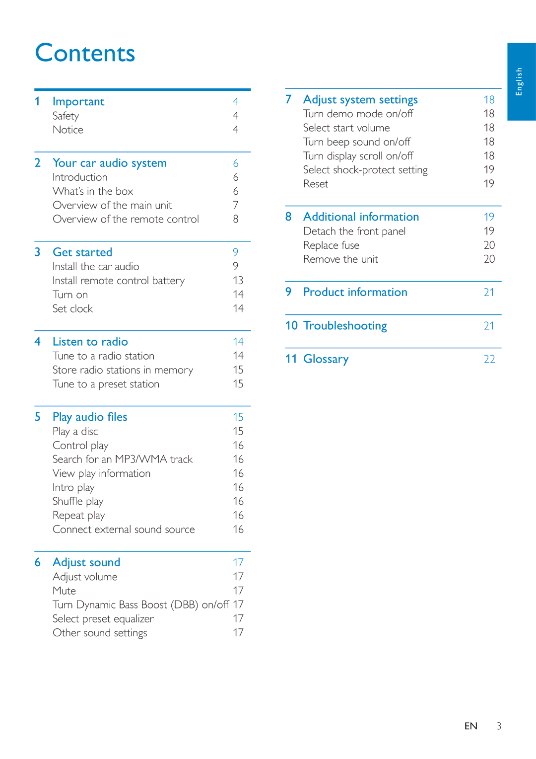 Philips CEM200 user manual Contents 