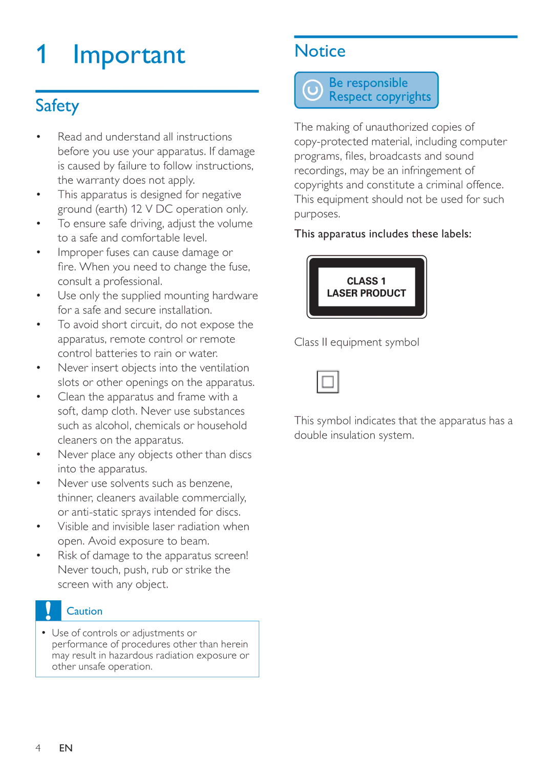 Philips CEM200 user manual Safety 