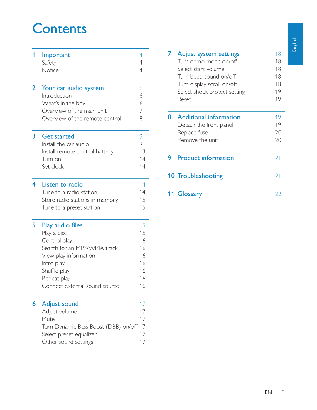 Philips CEM200 user manual Contents 