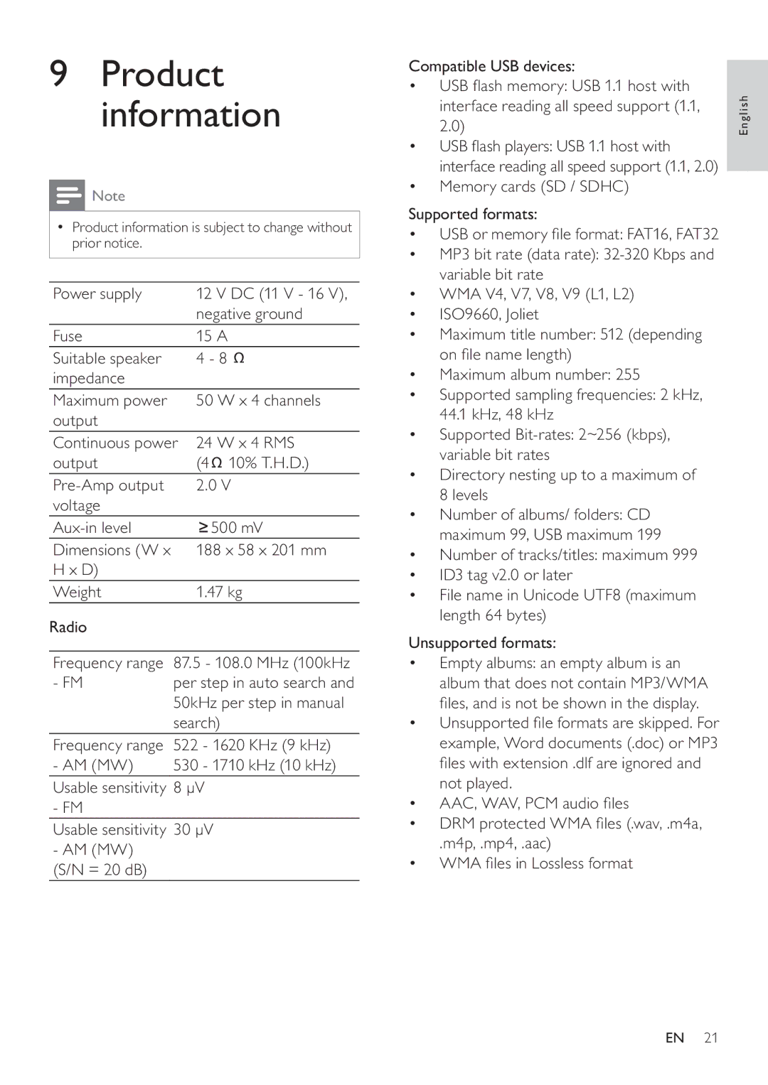 Philips CEM3000 user manual Product information 