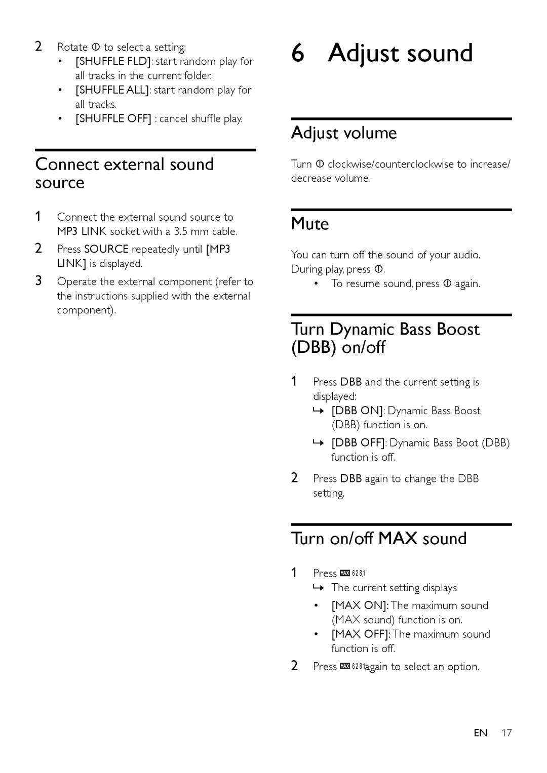 Philips CEM3100 user manual Adjust sound 