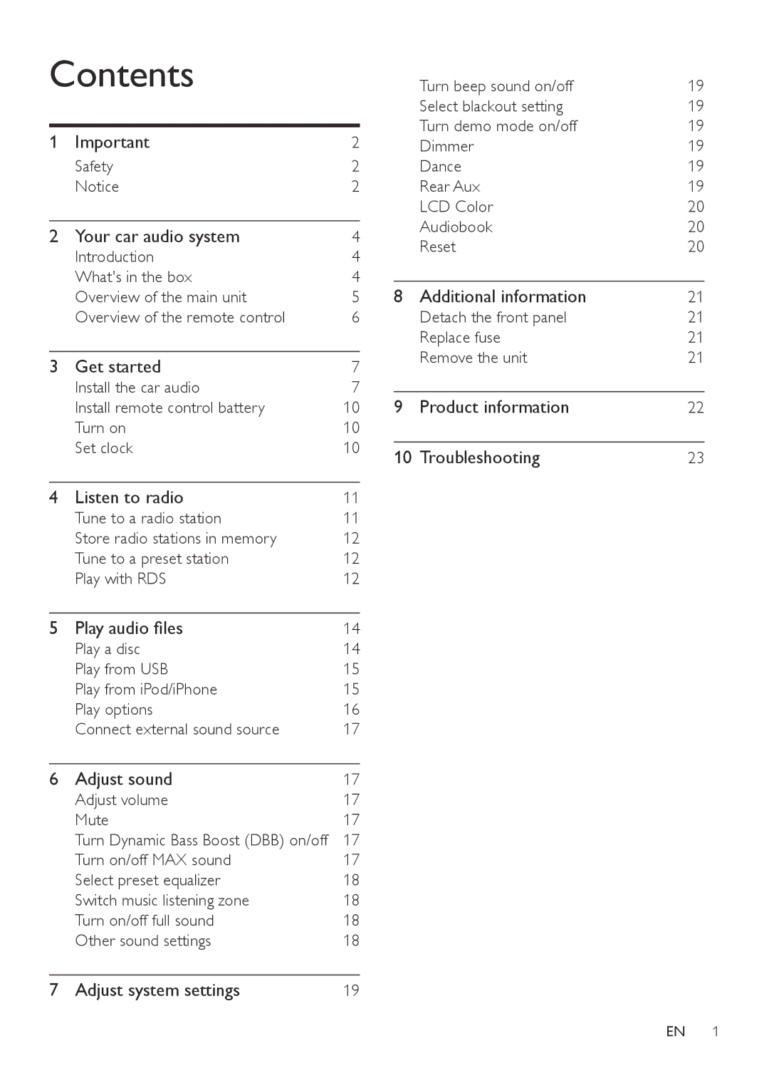 Philips CEM3100 user manual Contents 