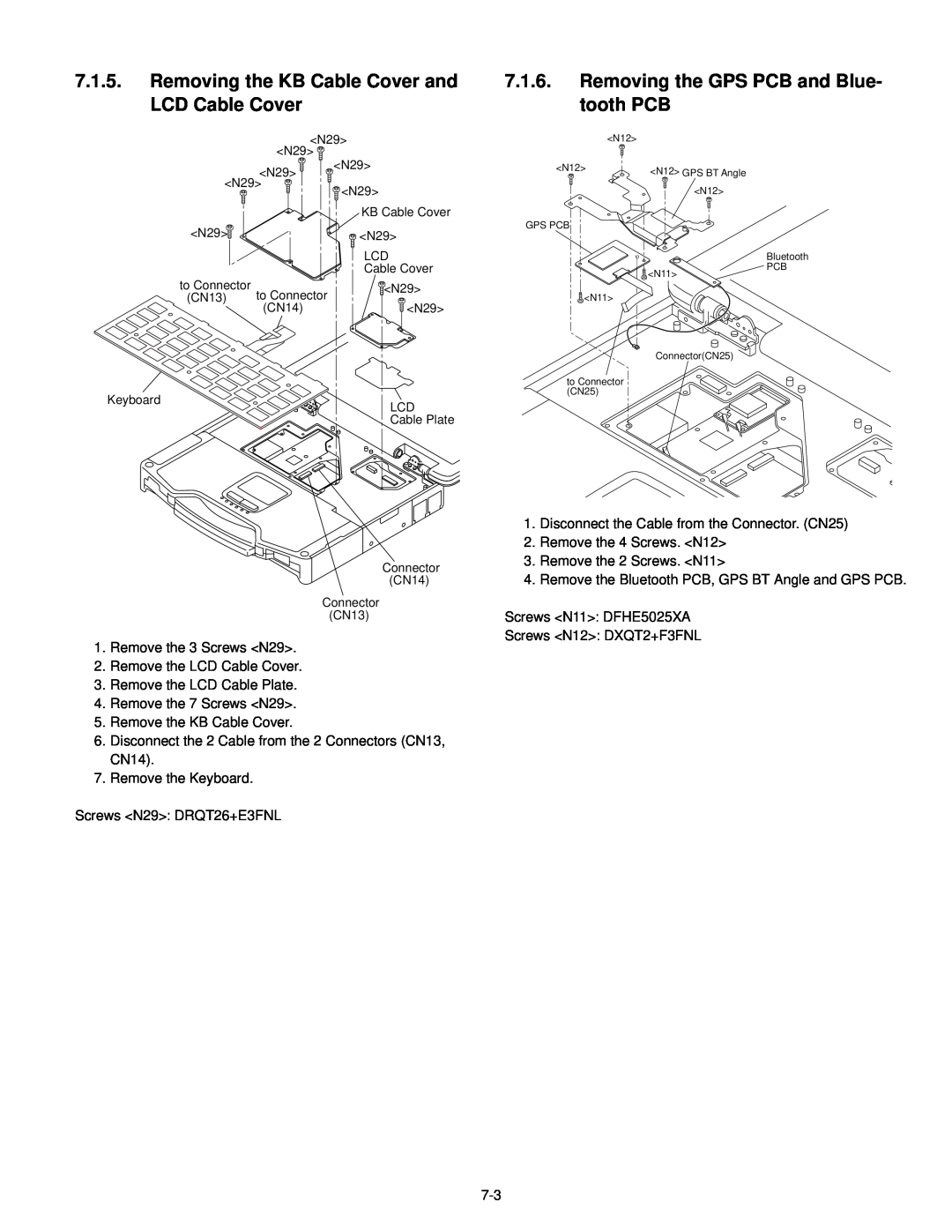 Philips CF-30FTSAZAM service manual Removing the GPS PCB and Blue- tooth PCB 