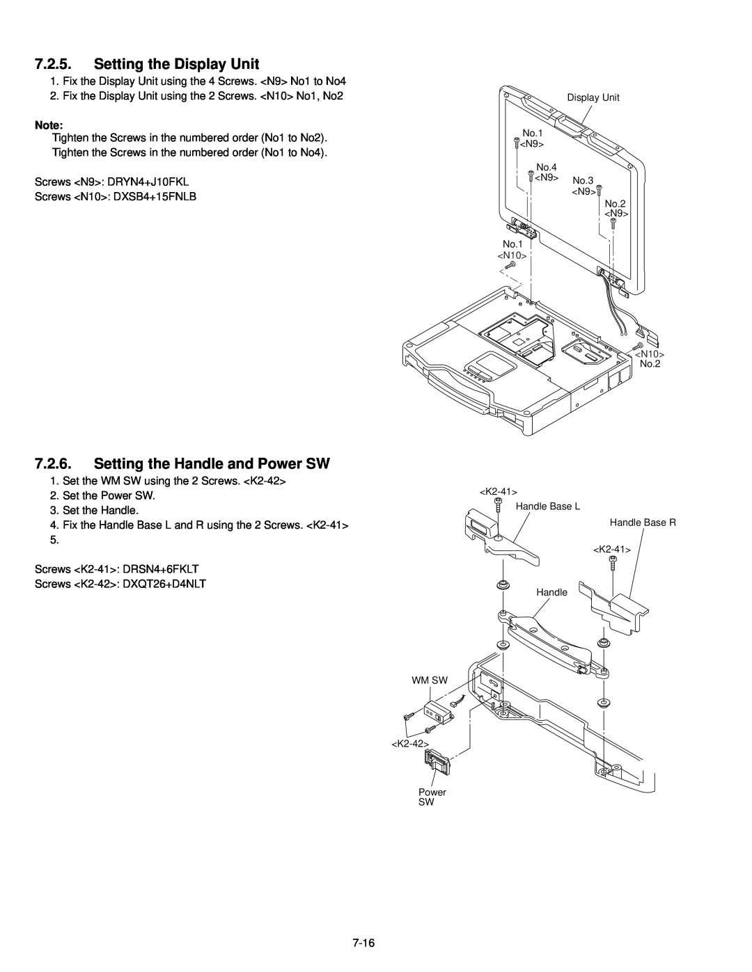 Philips CF-30FTSAZAM service manual Setting the Display Unit, Setting the Handle and Power SW 