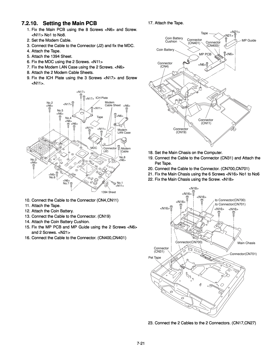 Philips CF-30FTSAZAM service manual Setting the Main PCB 