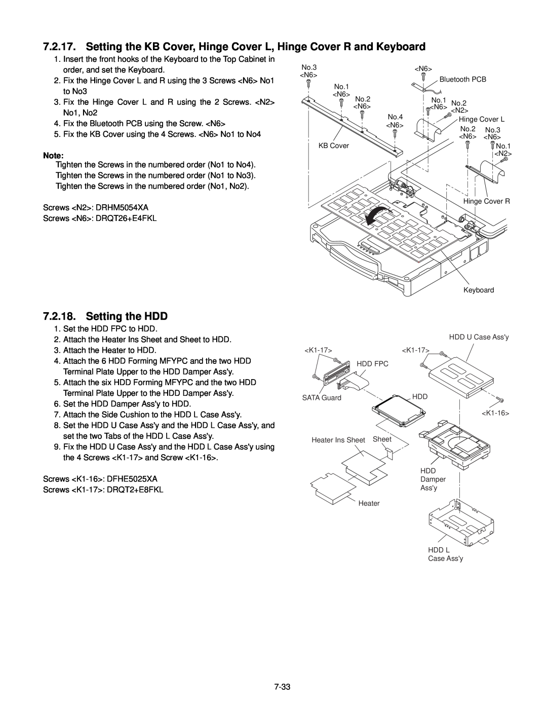 Philips CF-30FTSAZAM service manual Setting the HDD 
