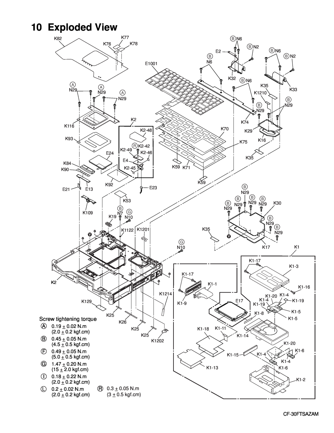 Philips CF-30FTSAZAM service manual Exploded View, Screw tightening torque 