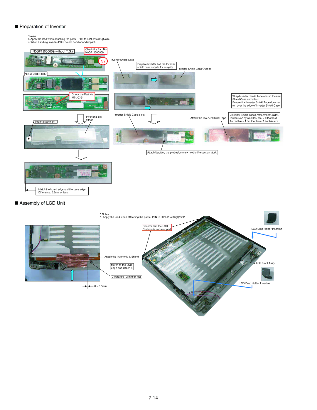 Philips CF-30FTSAZAM service manual Preparation of Inverter, Assembly of LCD Unit 