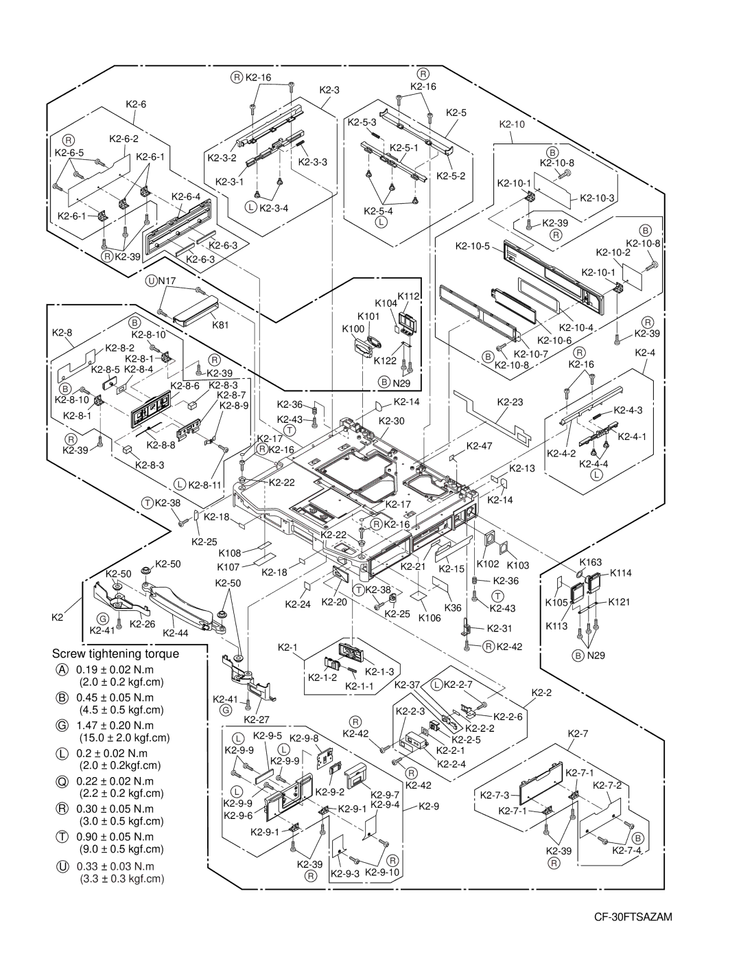 Philips CF-30FTSAZAM 19 ± 0.02 N.m, ± 0.2 kgf.cm, 45 ± 0.05 N.m, ± 0.5 kgf.cm, 47 ± 0.20 N.m, 15.0 ± 2.0 kgf.cm 